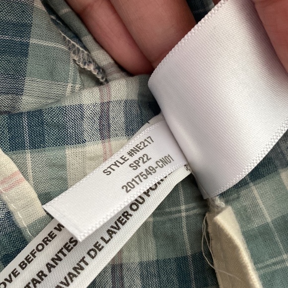 Madewell Plaid Puff-Sleeve Ruched Bodice Top Size X Large - Picture 8 of 10